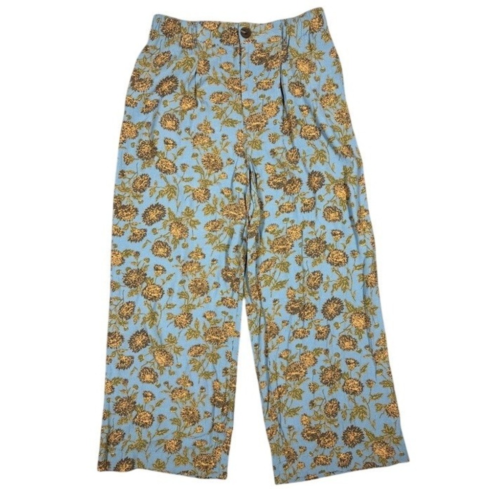 Treasure & Bond Womens‎ Blue Floral Wide Leg Viscose Pants Size M